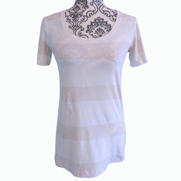 Lululemon Every Yogi Tee Active Run Stripe Pattern Women 6 Cashew White Rel 3 14 - Picture 2 of 9